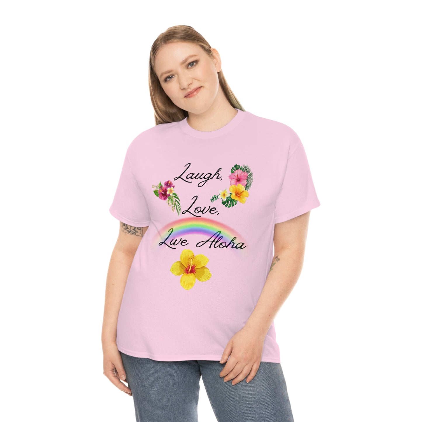 Laugh, Love, Live Aloha Rainbow Hibiscus