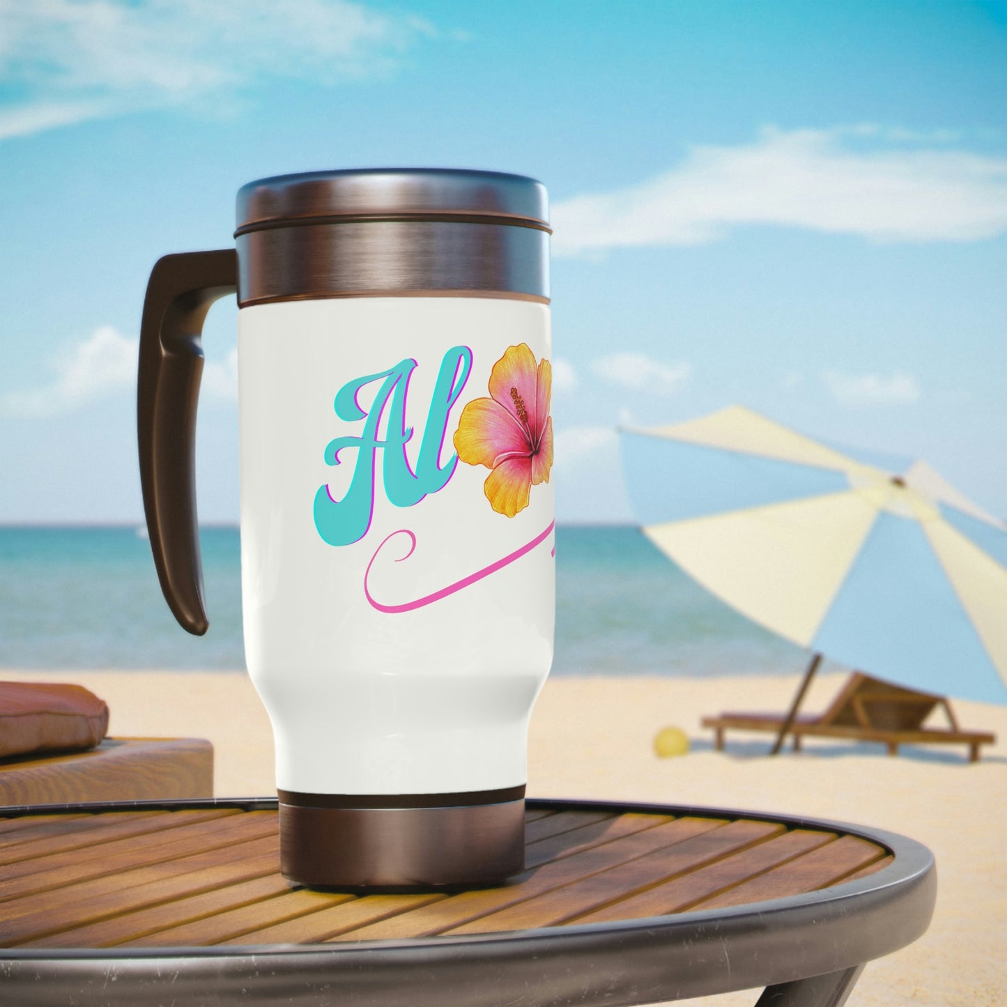 Aloha Stainless Steel Travel Mug with Handle, 14oz