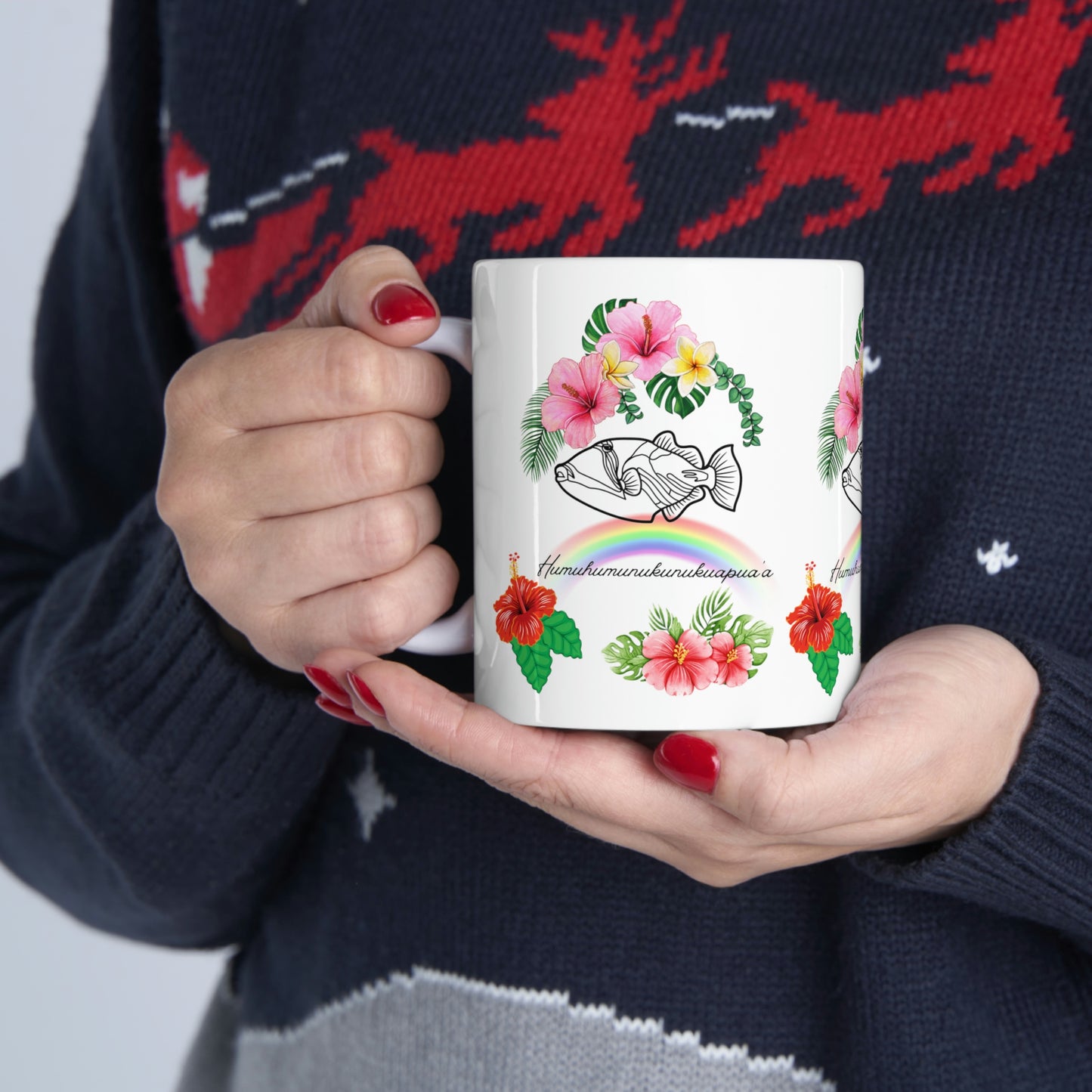 White Ceramic Mug Humuhumunukunukuapuaa