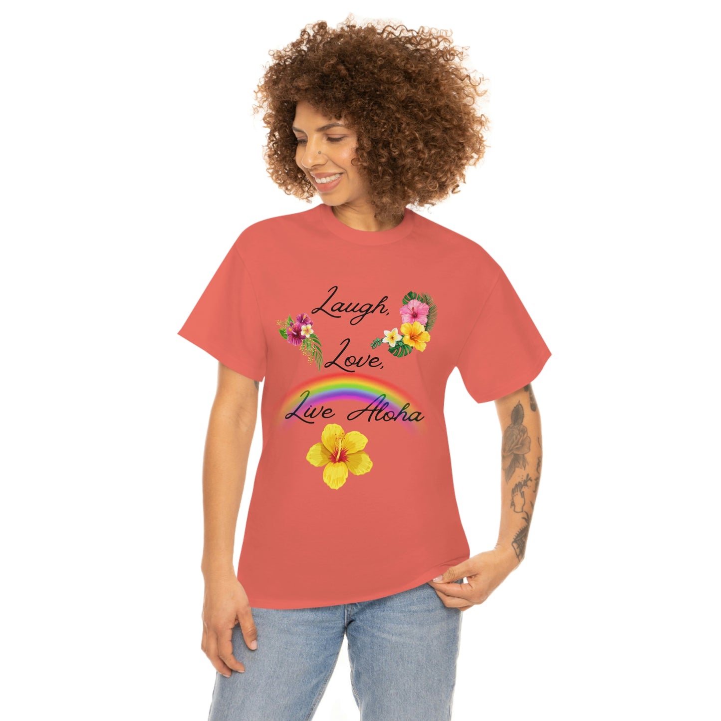 Laugh, Love, Live Aloha Rainbow Hibiscus