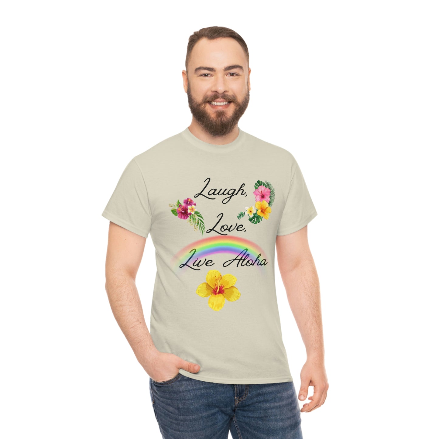 Laugh, Love, Live Aloha Rainbow Hibiscus