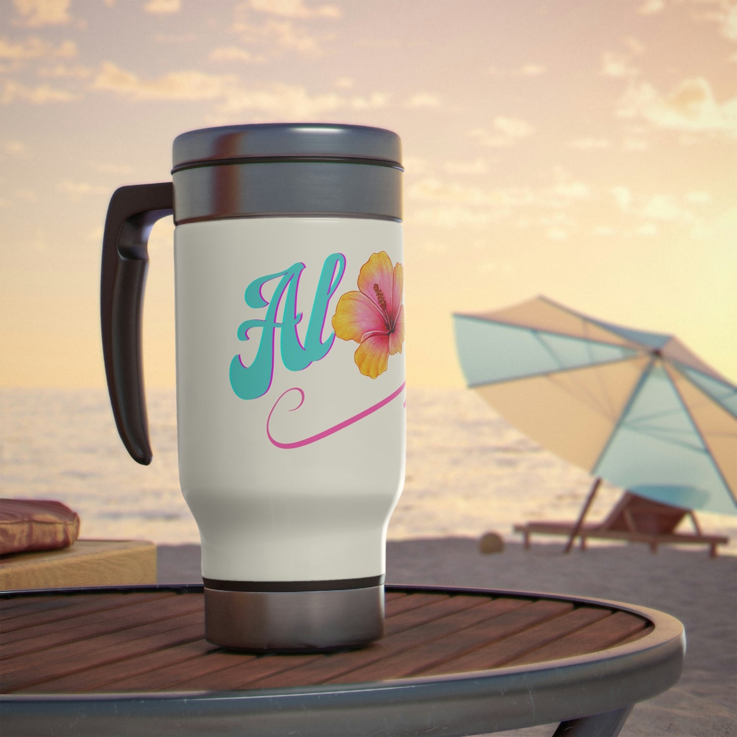 Aloha Stainless Steel Travel Mug with Handle, 14oz
