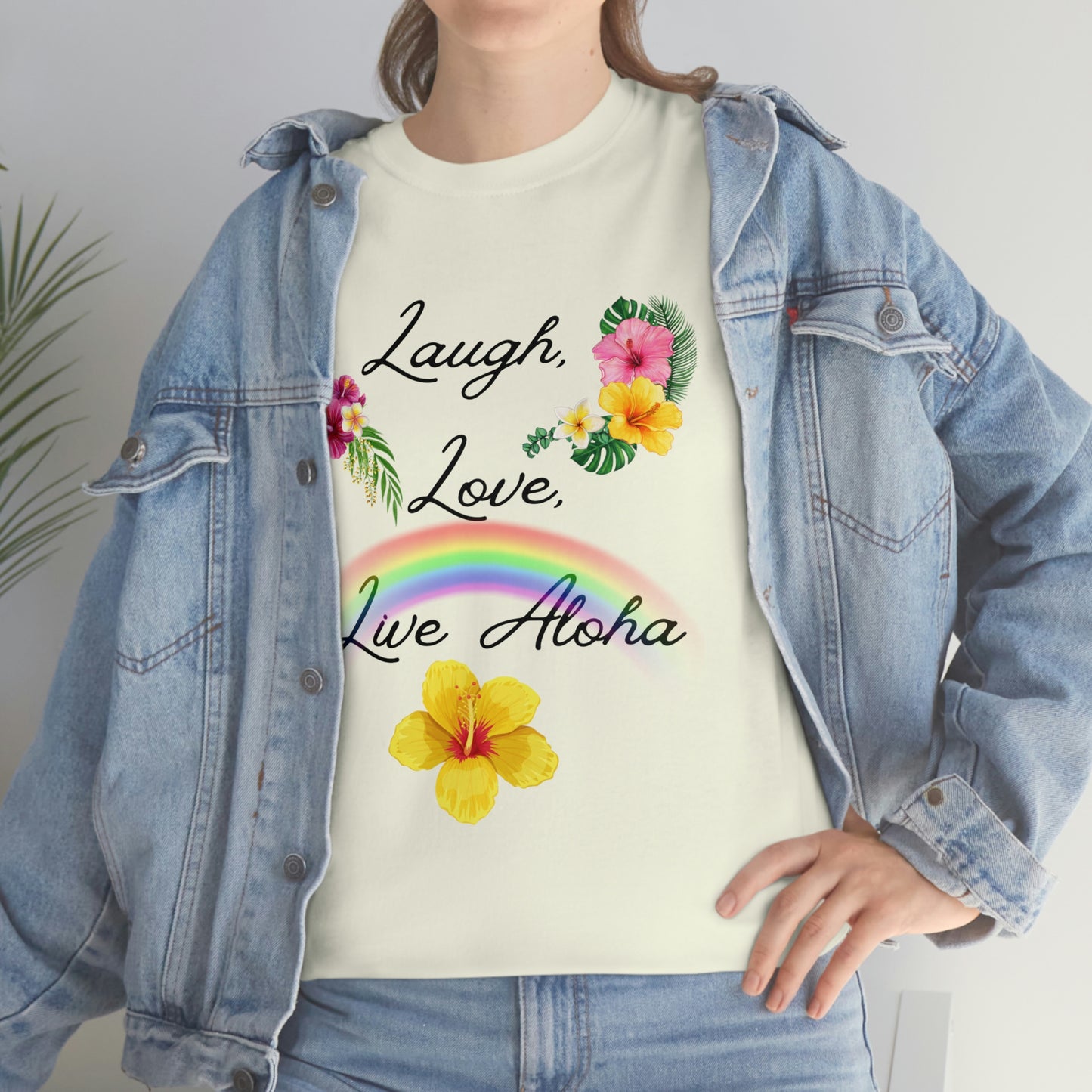 Laugh, Love, Live Aloha Rainbow Hibiscus