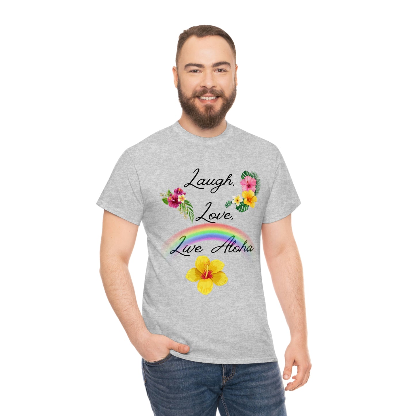 Laugh, Love, Live Aloha Rainbow Hibiscus