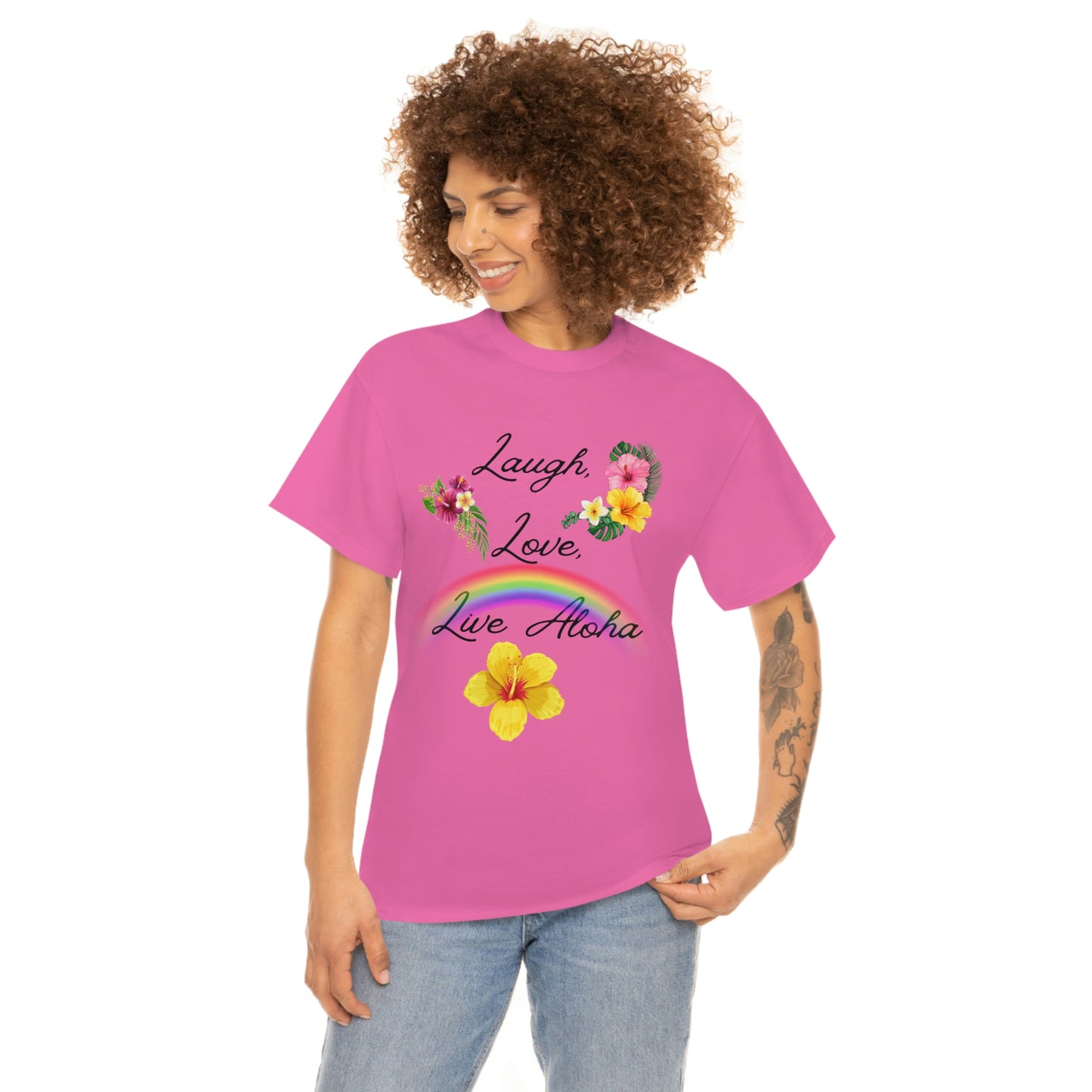 Laugh, Love, Live Aloha Rainbow Hibiscus