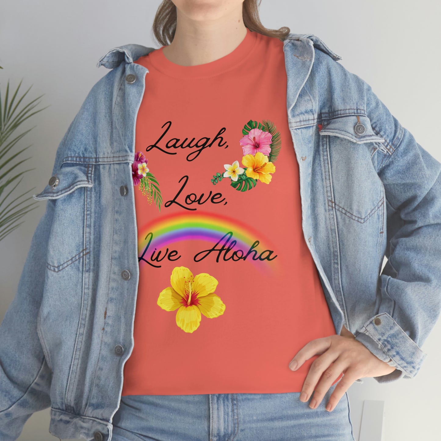 Laugh, Love, Live Aloha Rainbow Hibiscus