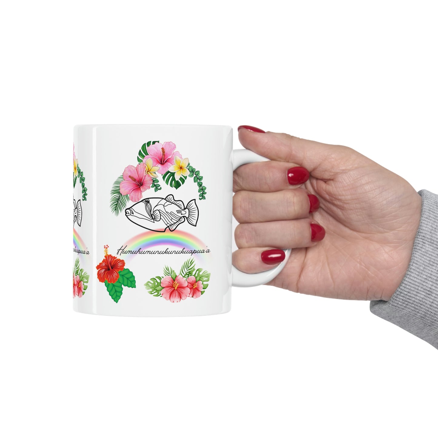 White Ceramic Mug Humuhumunukunukuapuaa