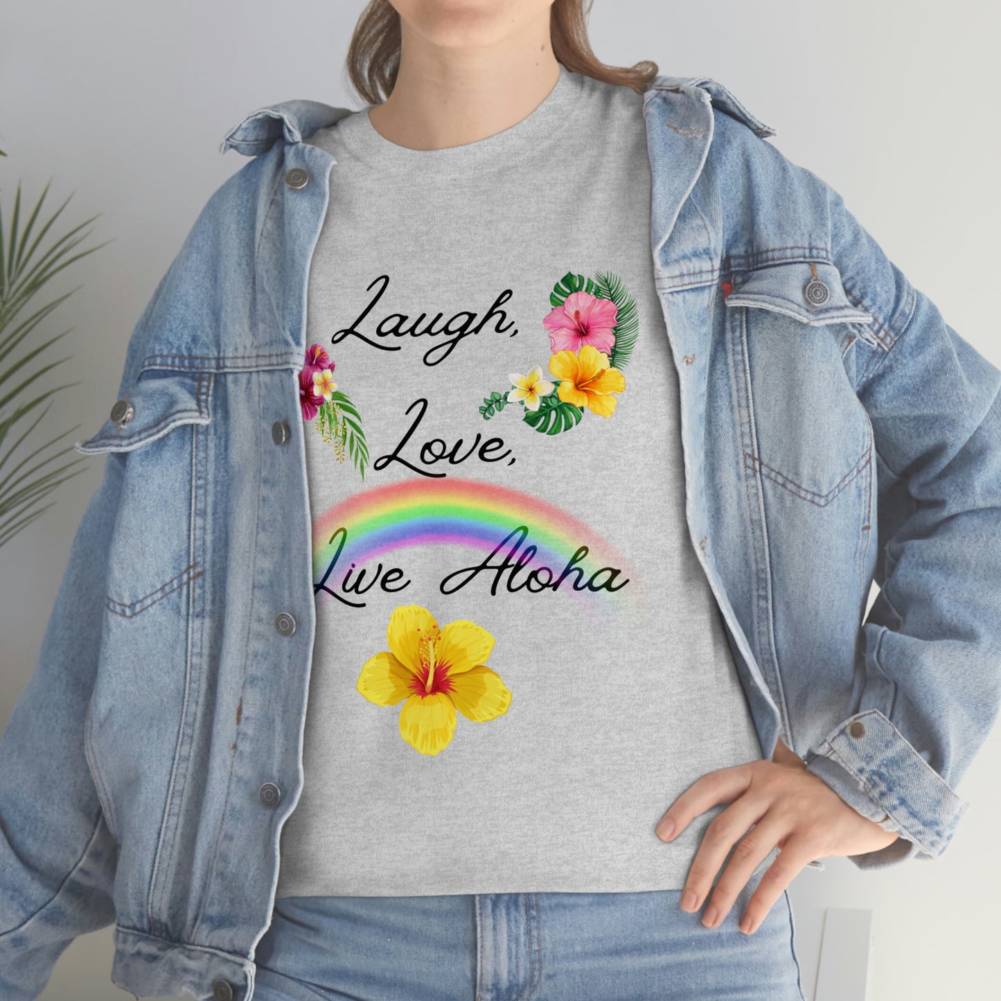 Laugh, Love, Live Aloha Rainbow Hibiscus