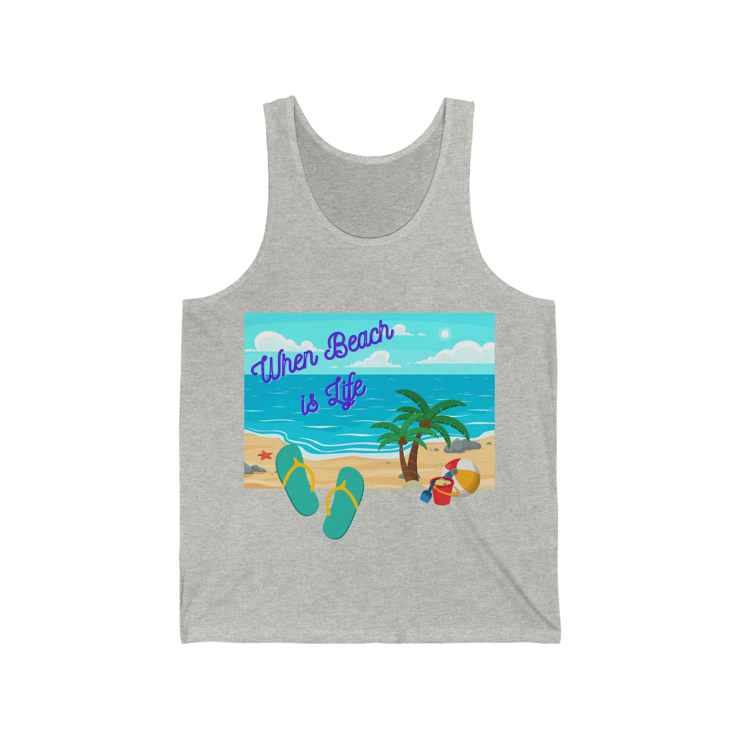 When Beach Is Life, Lifes a Beach In Hawaii Unisex Jersey Tank