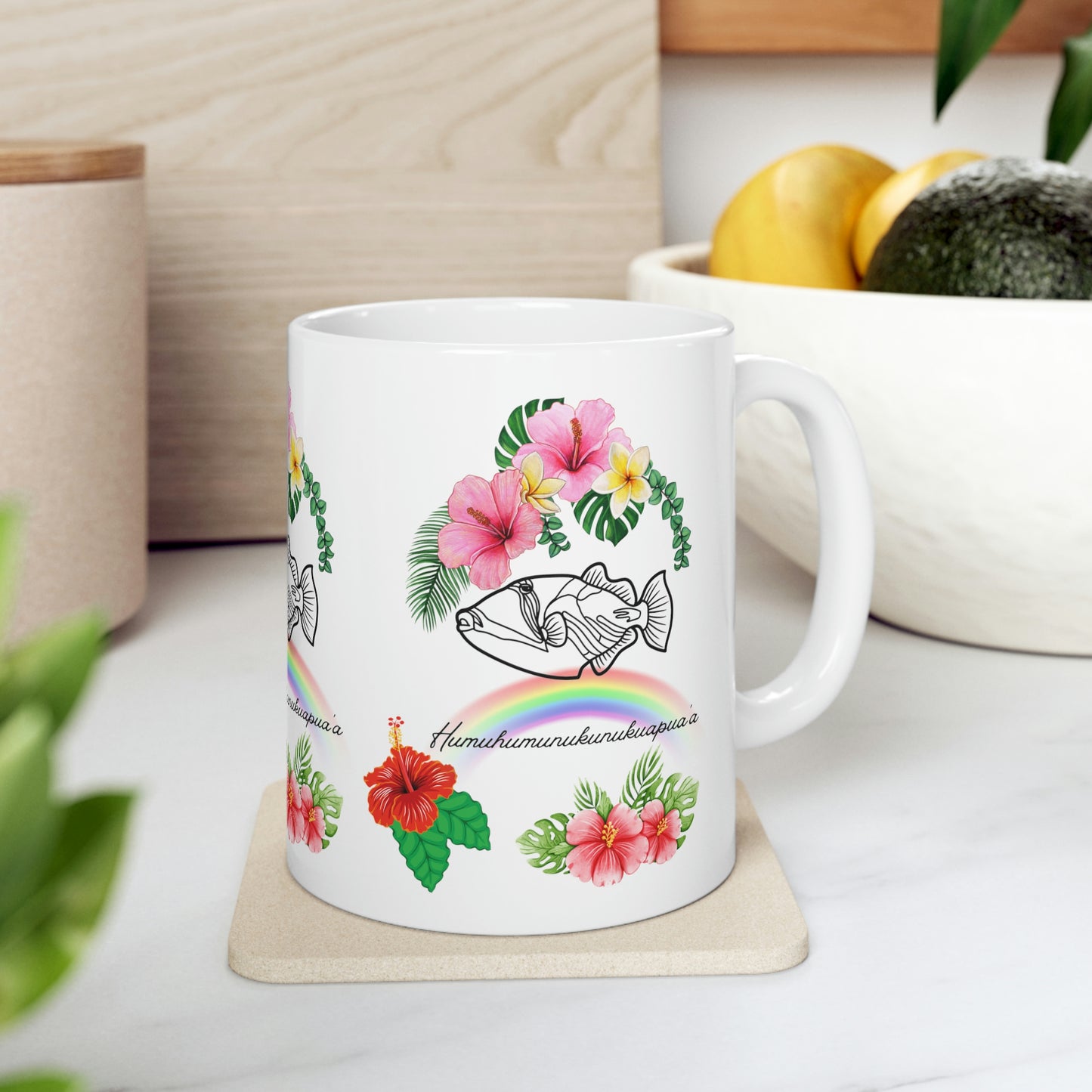 White Ceramic Mug Humuhumunukunukuapuaa