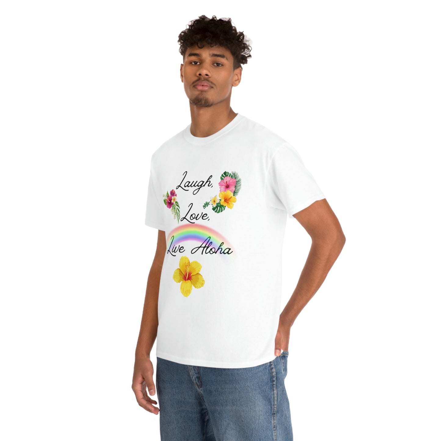 Laugh, Love, Live Aloha Rainbow Hibiscus