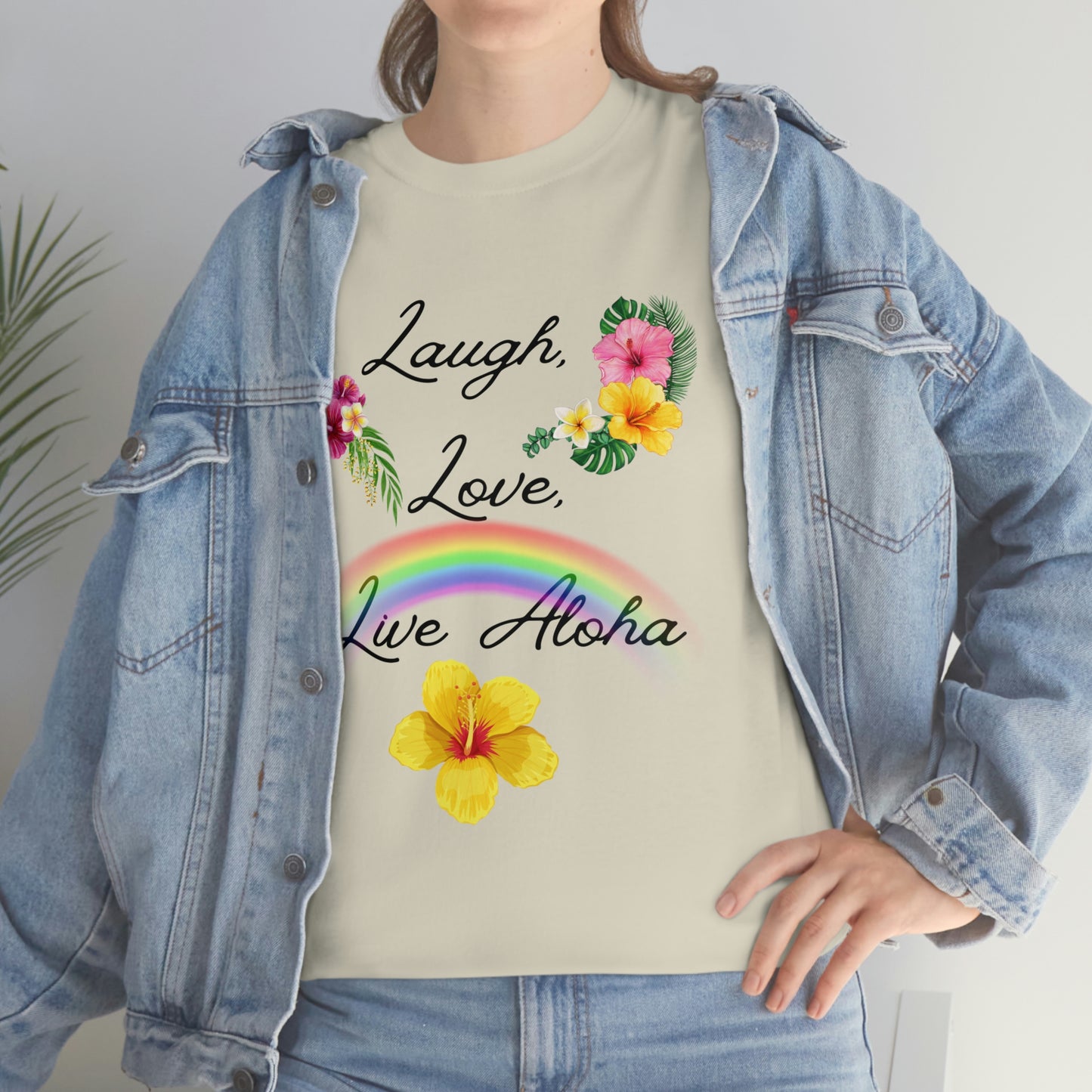 Laugh, Love, Live Aloha Rainbow Hibiscus