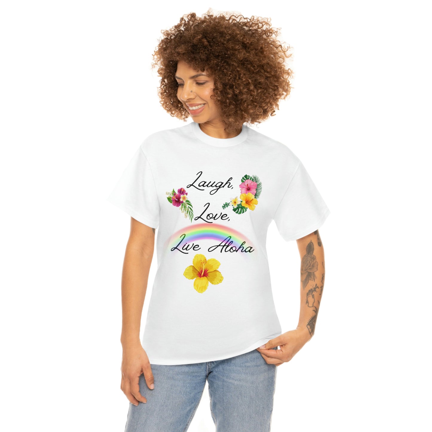 Laugh, Love, Live Aloha Rainbow Hibiscus