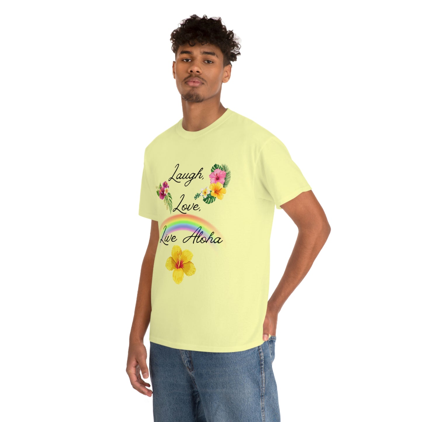 Laugh, Love, Live Aloha Rainbow Hibiscus