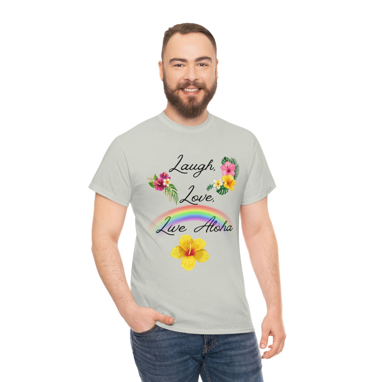 Laugh, Love, Live Aloha Rainbow Hibiscus