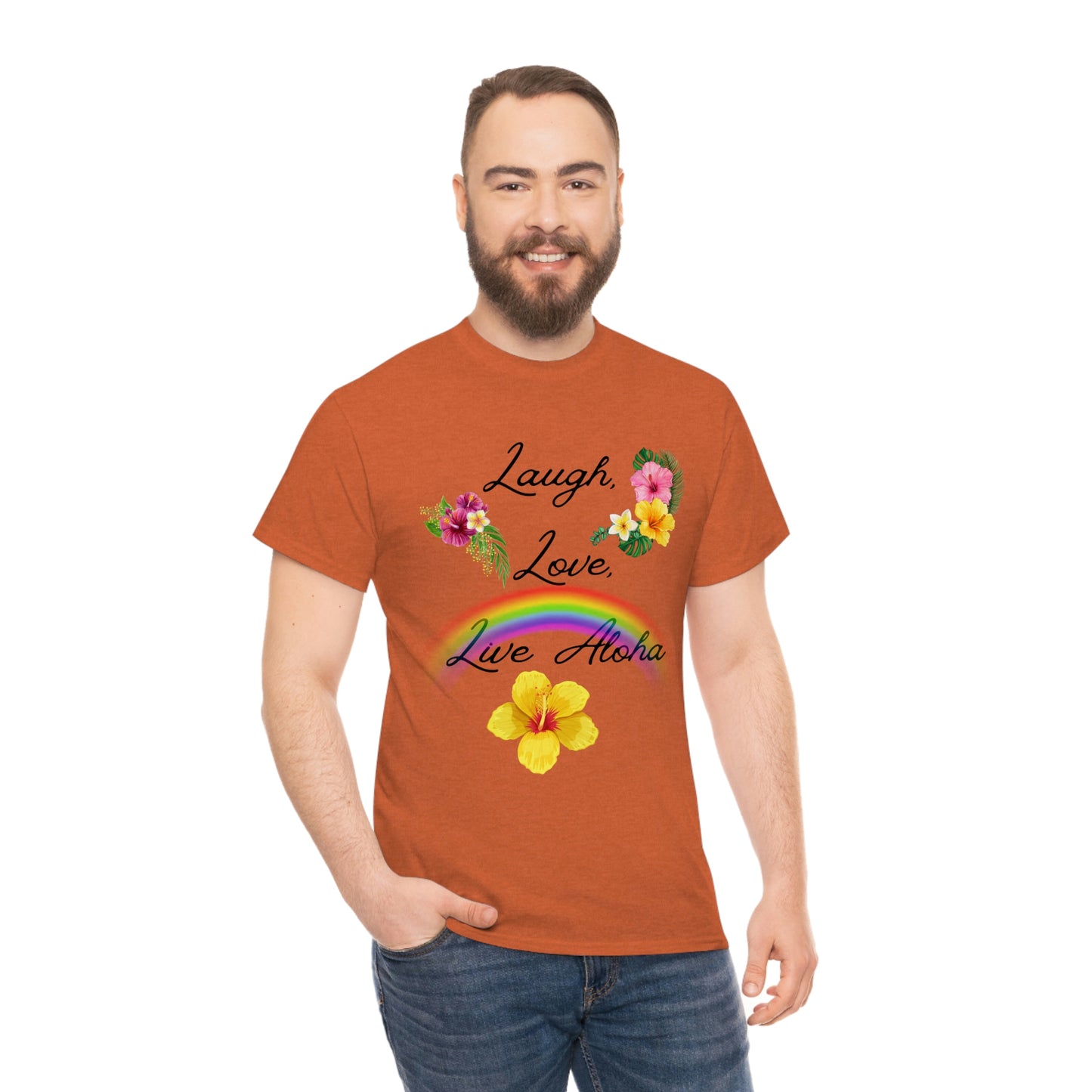 Laugh, Love, Live Aloha Rainbow Hibiscus