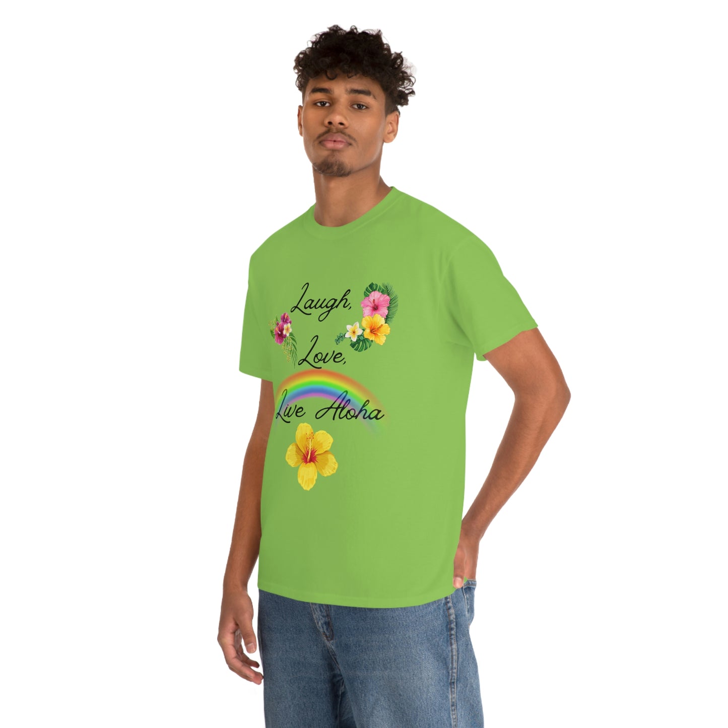 Laugh, Love, Live Aloha Rainbow Hibiscus