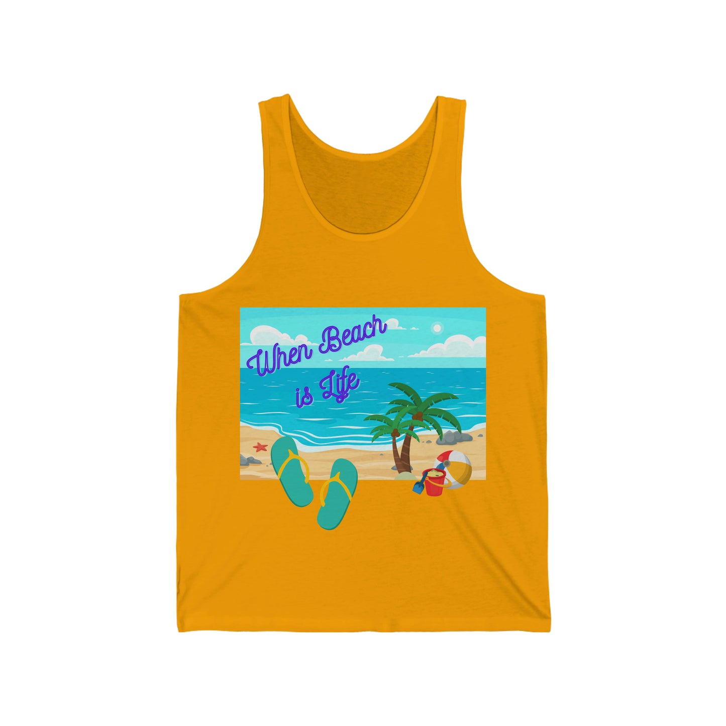 When Beach Is Life, Lifes a Beach In Hawaii Unisex Jersey Tank