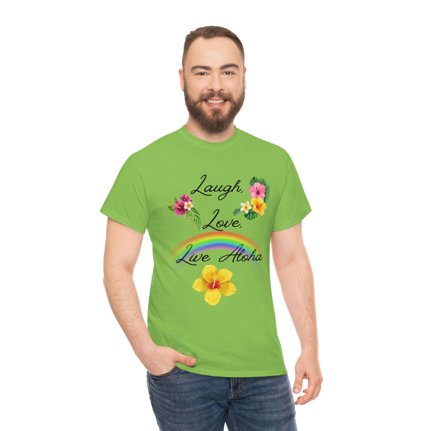 Laugh, Love, Live Aloha Rainbow Hibiscus