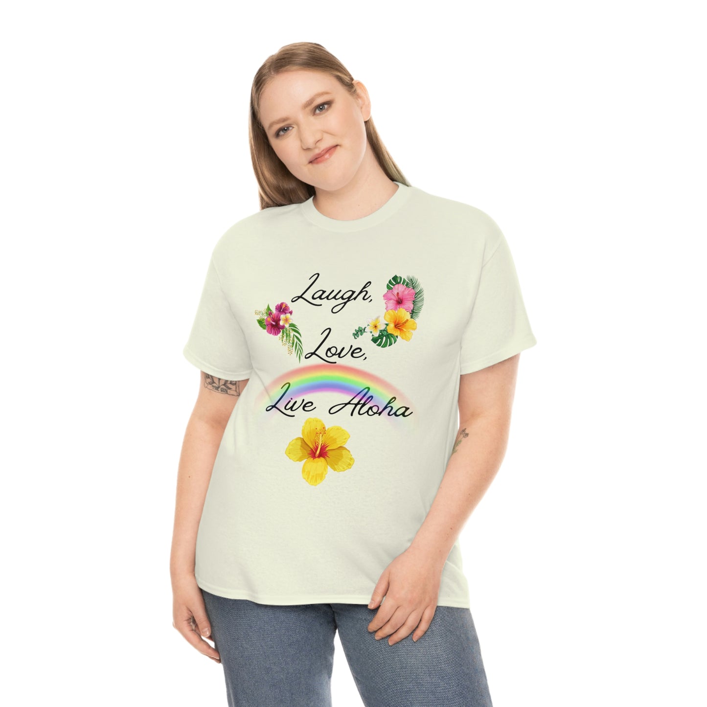 Laugh, Love, Live Aloha Rainbow Hibiscus