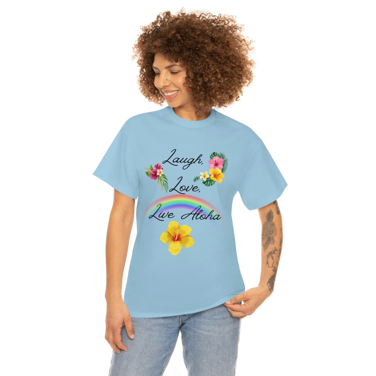 Laugh, Love, Live Aloha Rainbow Hibiscus