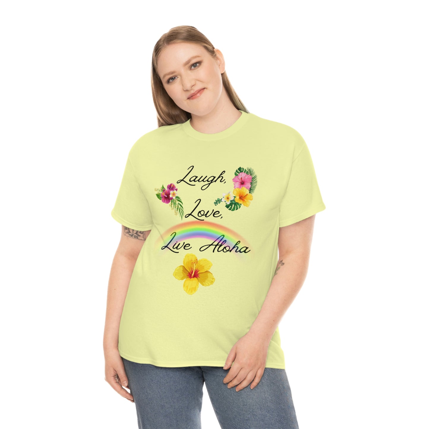 Laugh, Love, Live Aloha Rainbow Hibiscus