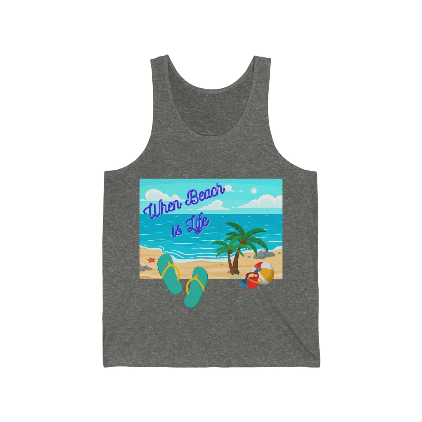 When Beach Is Life, Lifes a Beach In Hawaii Unisex Jersey Tank