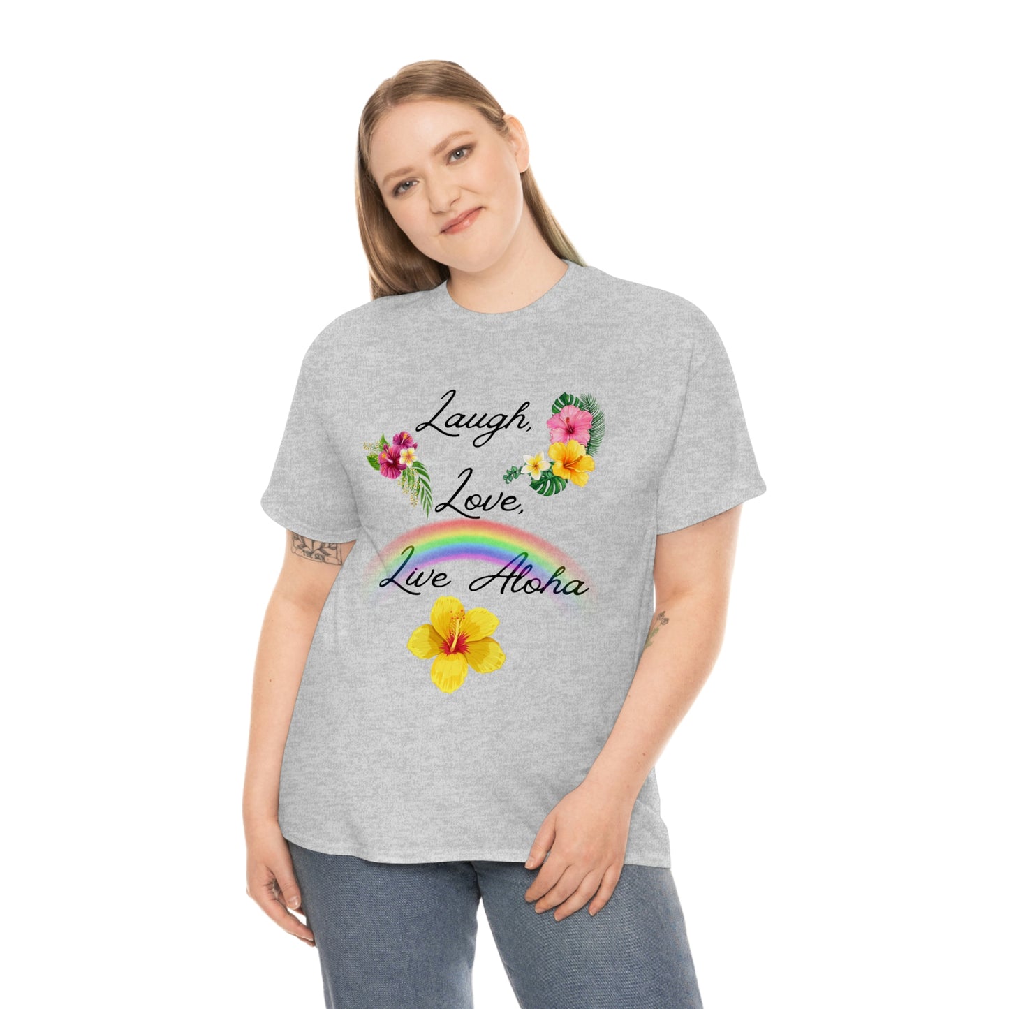 Laugh, Love, Live Aloha Rainbow Hibiscus