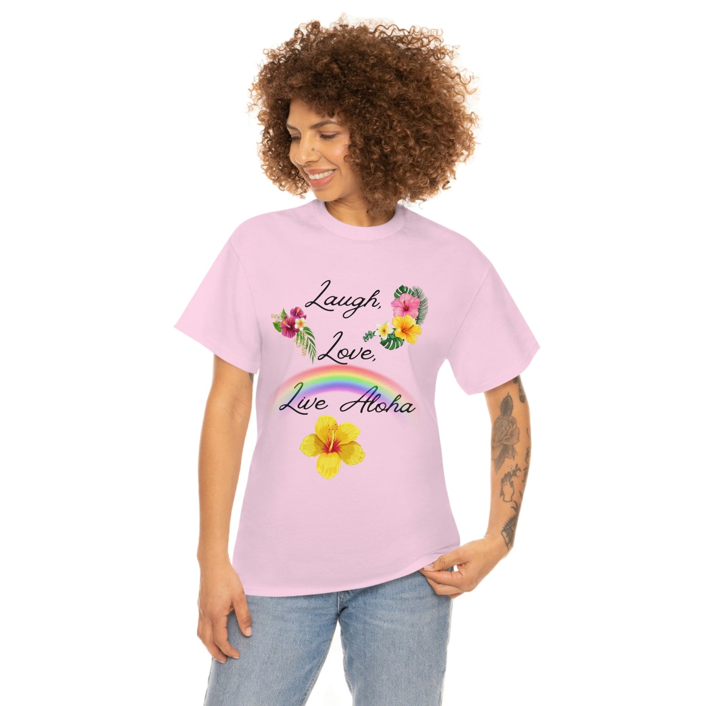 Laugh, Love, Live Aloha Rainbow Hibiscus