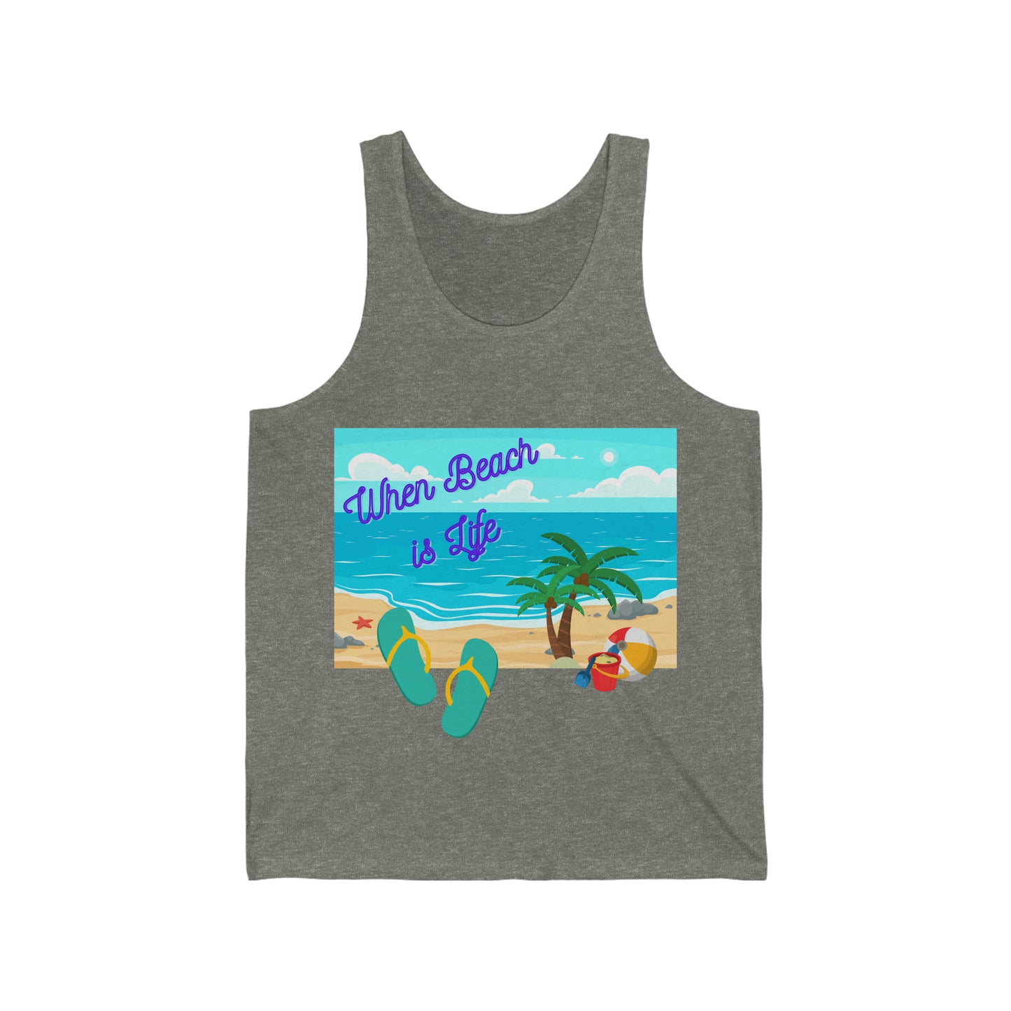 When Beach Is Life, Lifes a Beach In Hawaii Unisex Jersey Tank