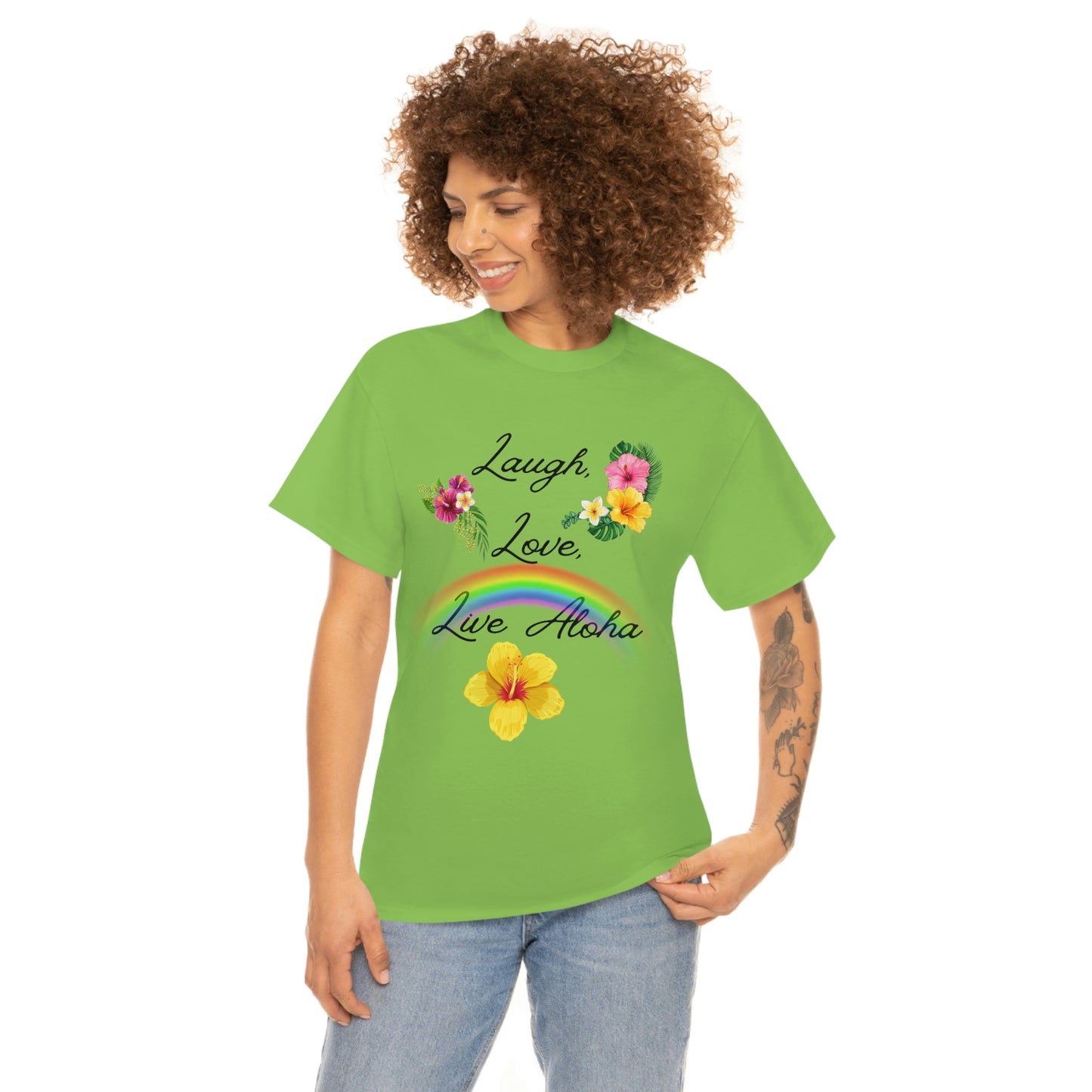 Laugh, Love, Live Aloha Rainbow Hibiscus