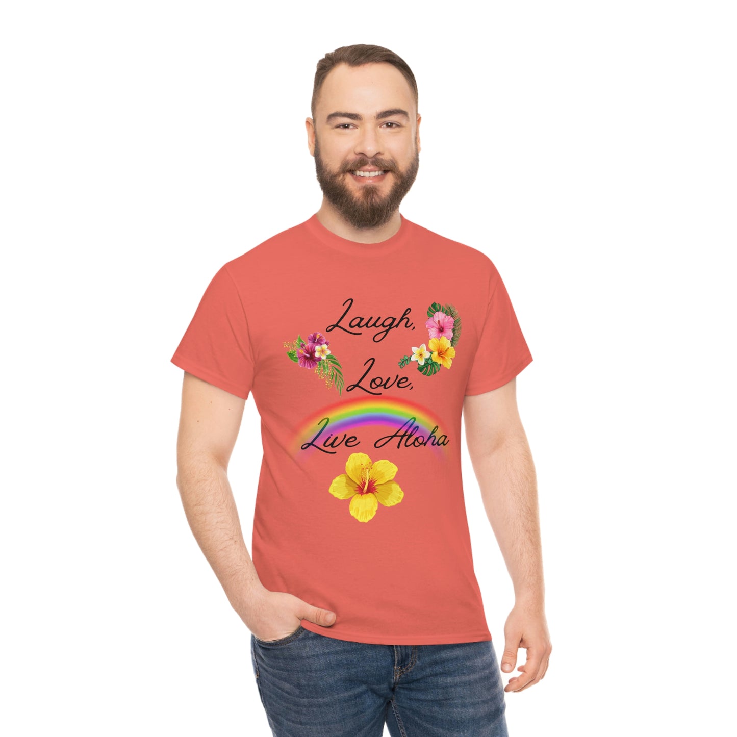 Laugh, Love, Live Aloha Rainbow Hibiscus
