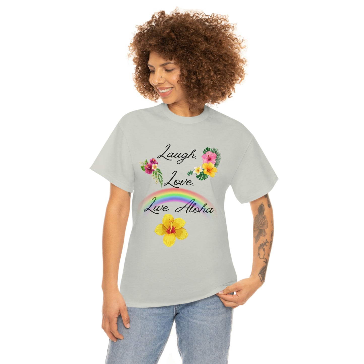 Laugh, Love, Live Aloha Rainbow Hibiscus