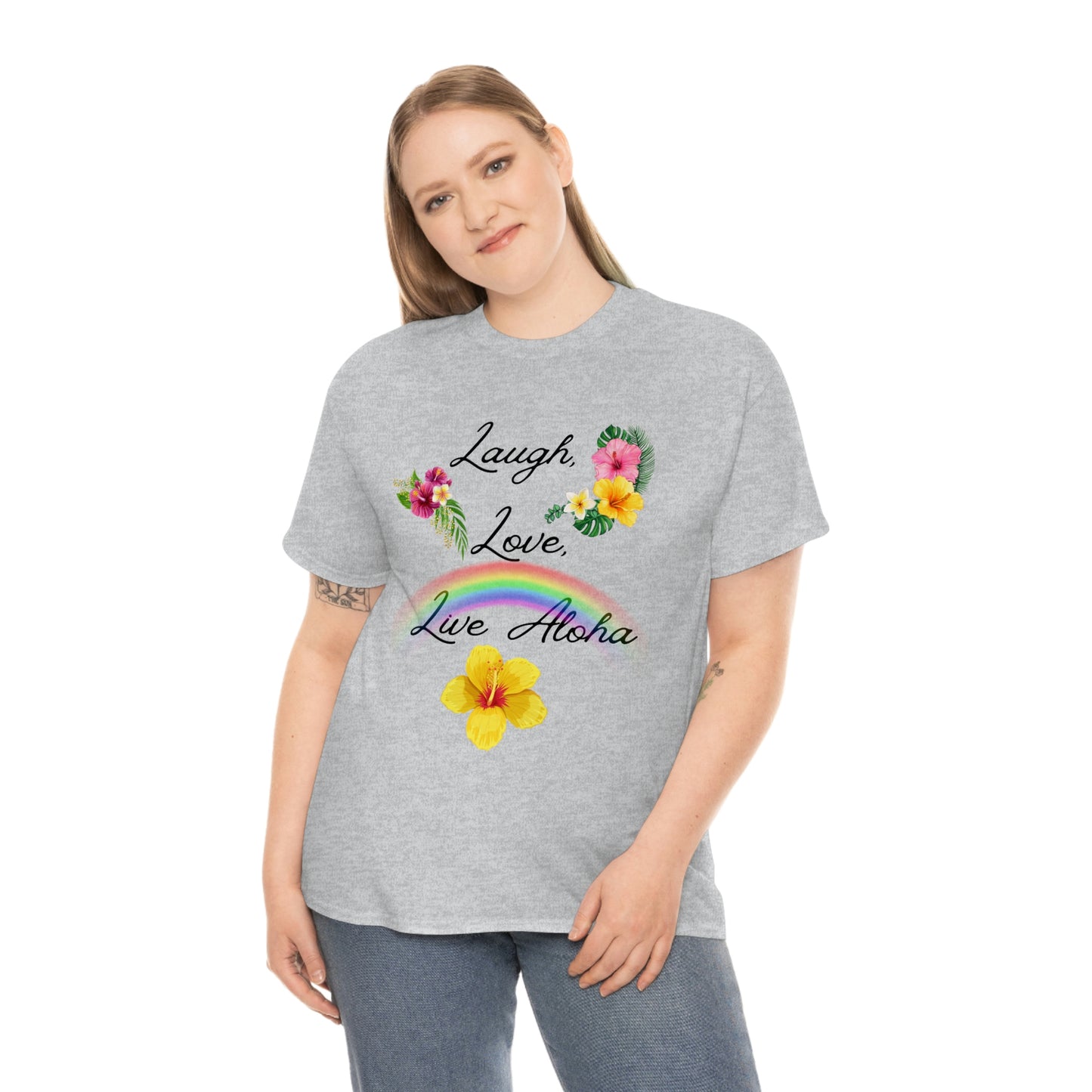 Laugh, Love, Live Aloha Rainbow Hibiscus