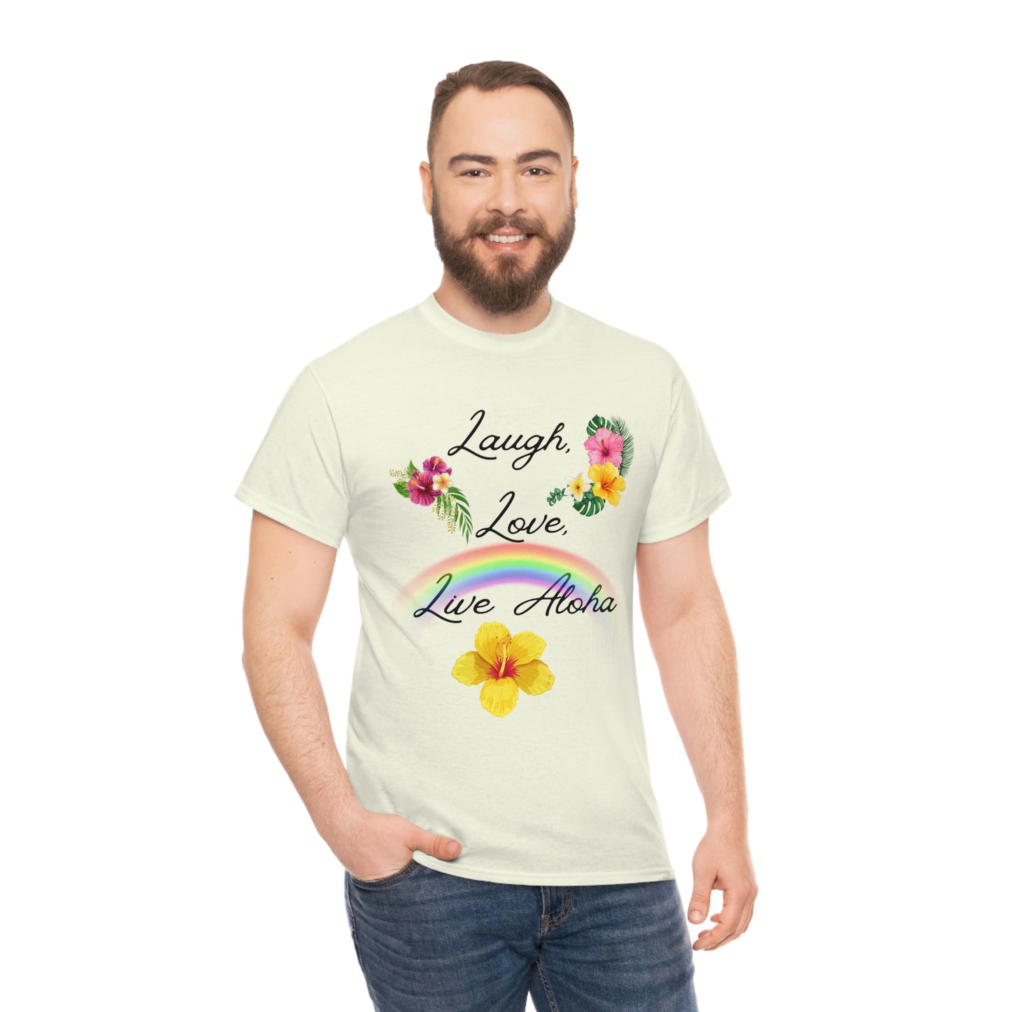 Laugh, Love, Live Aloha Rainbow Hibiscus