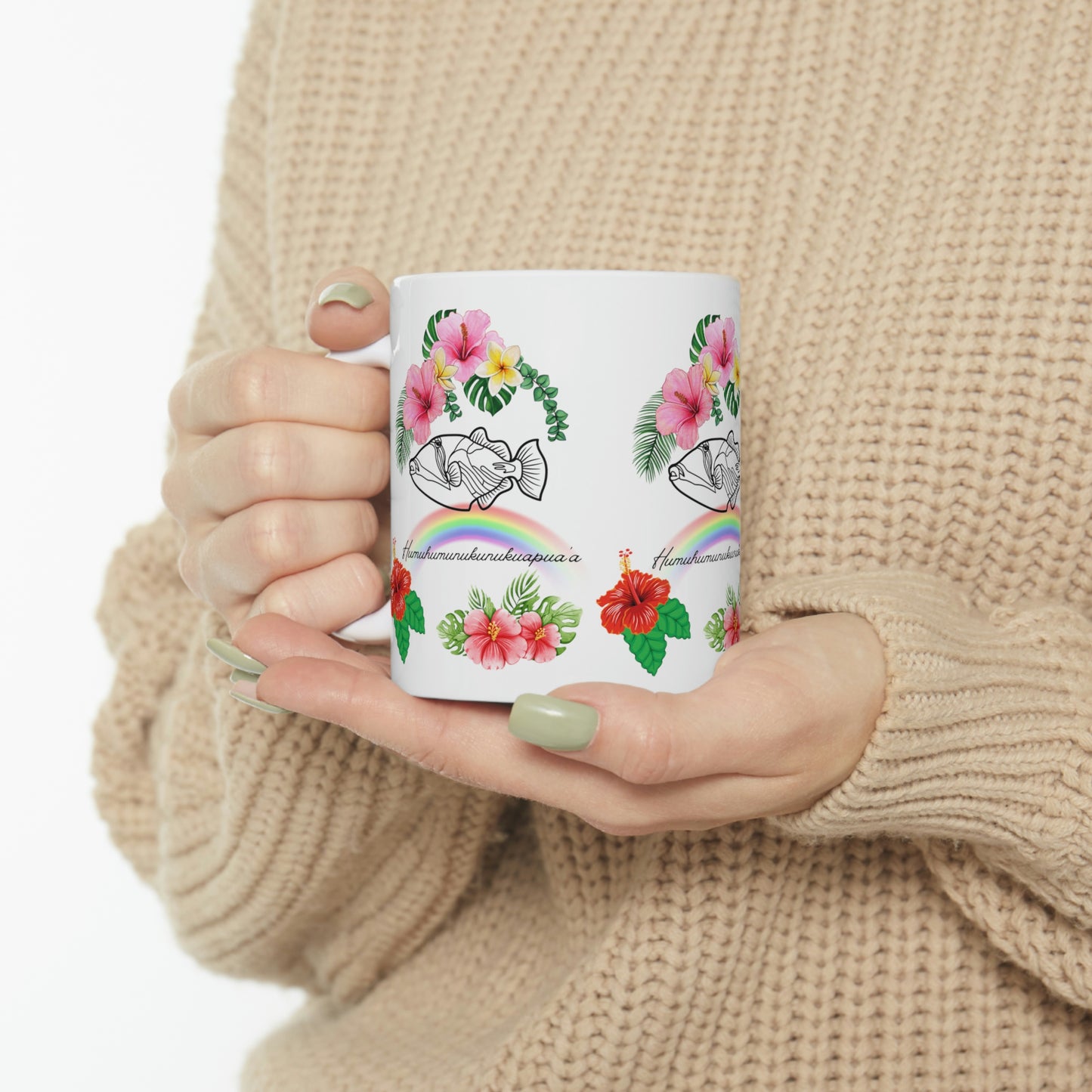 White Ceramic Mug Humuhumunukunukuapuaa