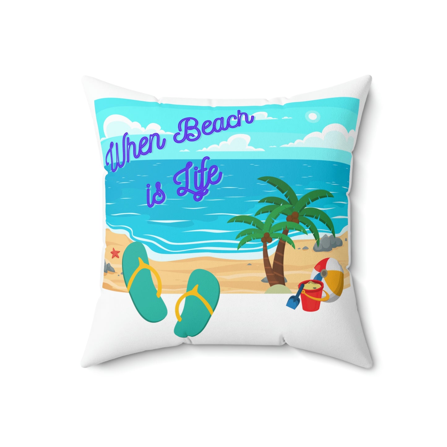 Lifes a Beach in Hawaii when Beach is Life Spun Polyester Square Pillow Case