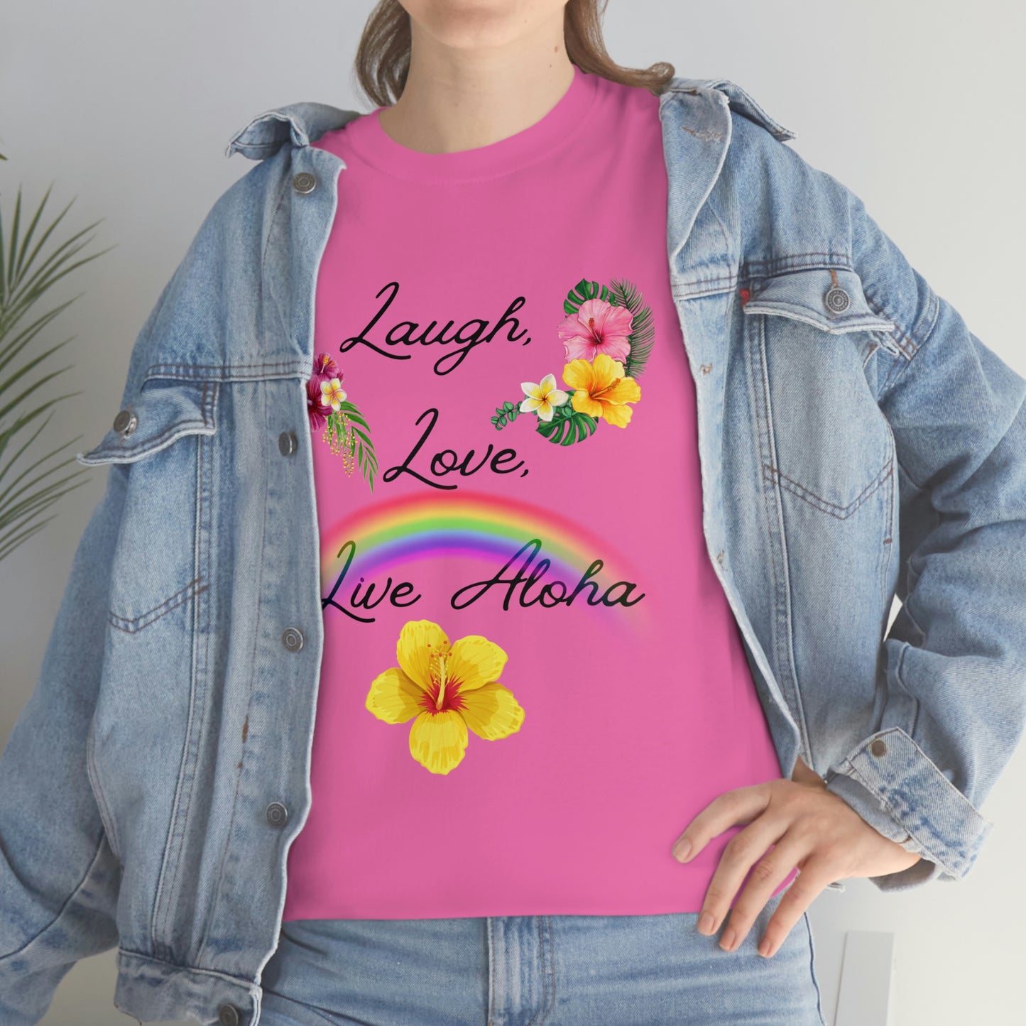 Laugh, Love, Live Aloha Rainbow Hibiscus