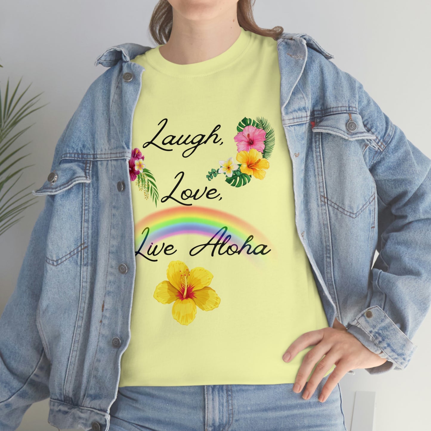 Laugh, Love, Live Aloha Rainbow Hibiscus