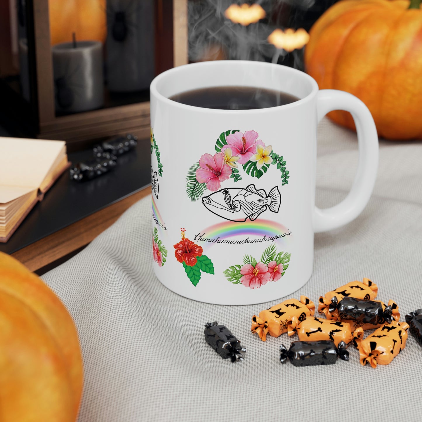 White Ceramic Mug Humuhumunukunukuapuaa