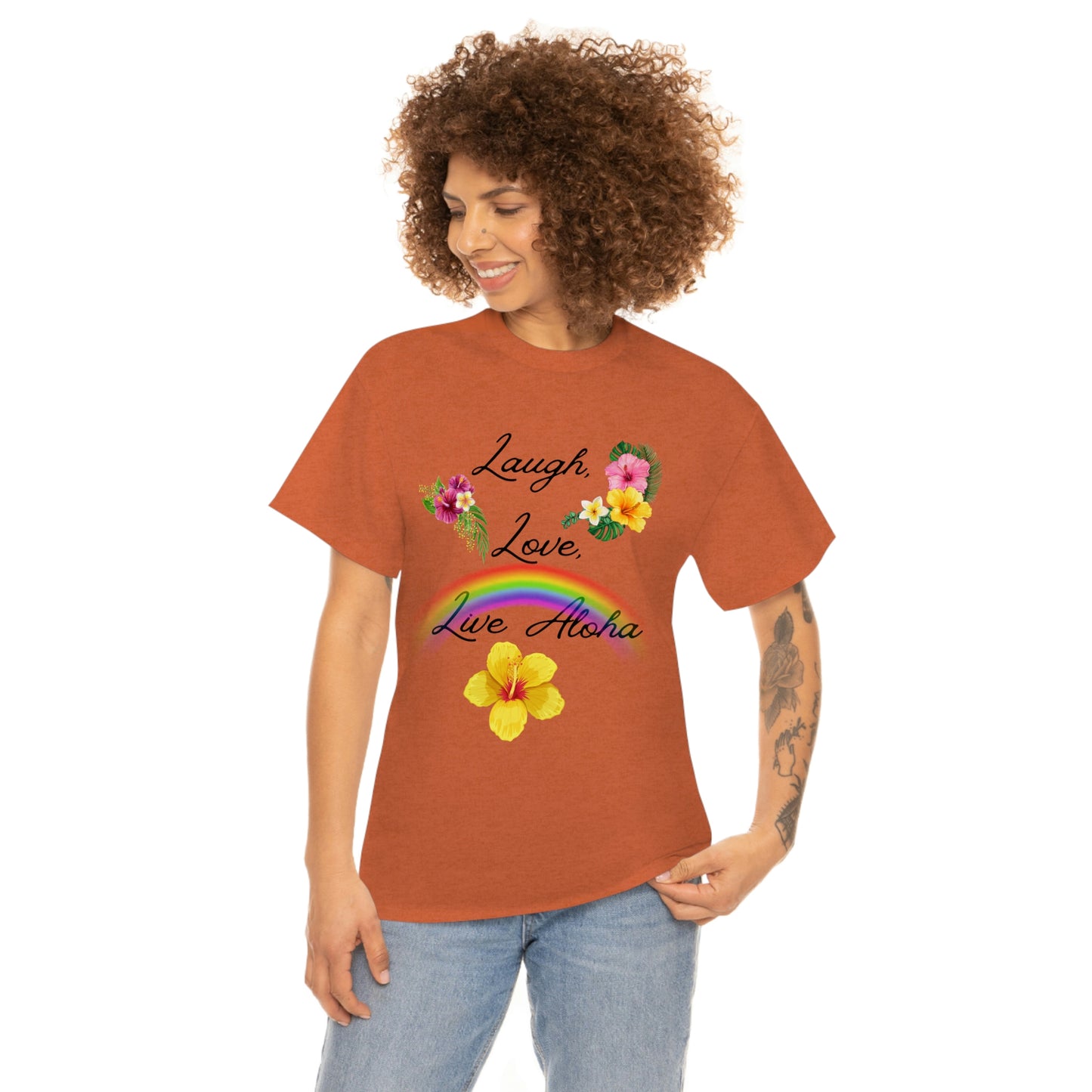 Laugh, Love, Live Aloha Rainbow Hibiscus
