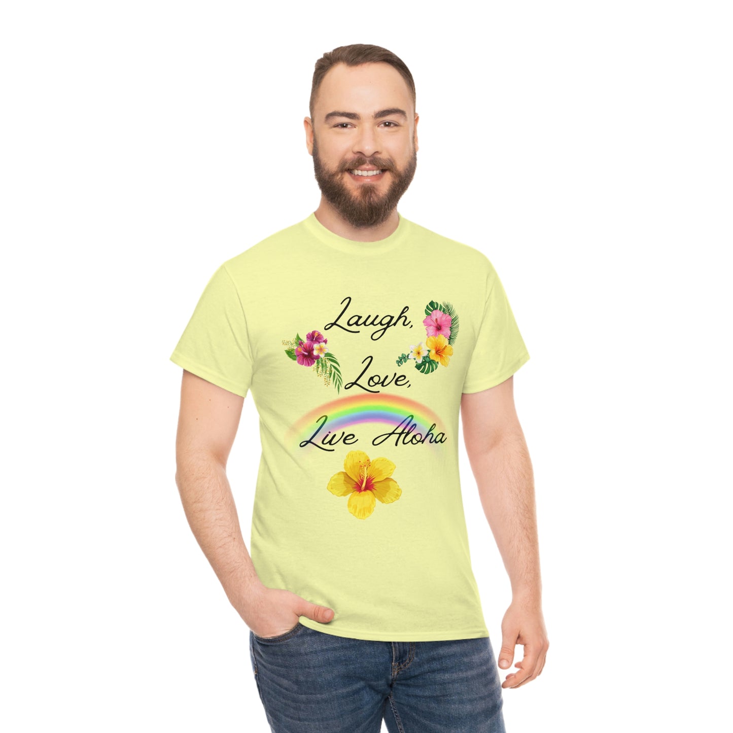 Laugh, Love, Live Aloha Rainbow Hibiscus