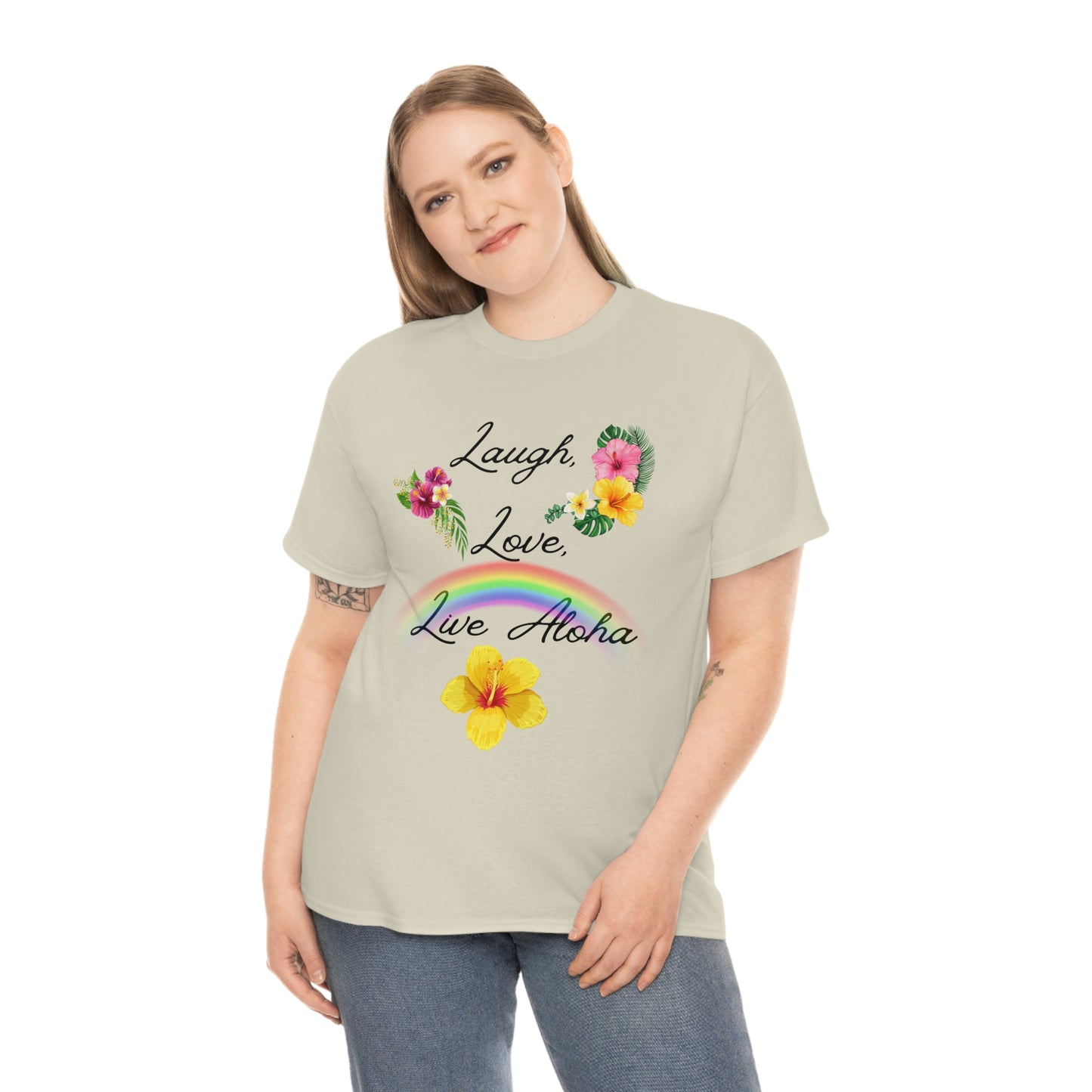 Laugh, Love, Live Aloha Rainbow Hibiscus