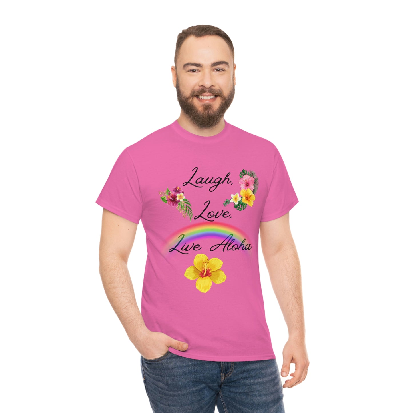 Laugh, Love, Live Aloha Rainbow Hibiscus