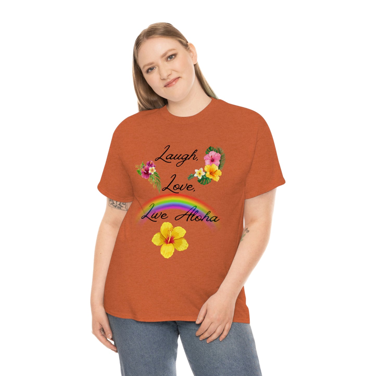 Laugh, Love, Live Aloha Rainbow Hibiscus