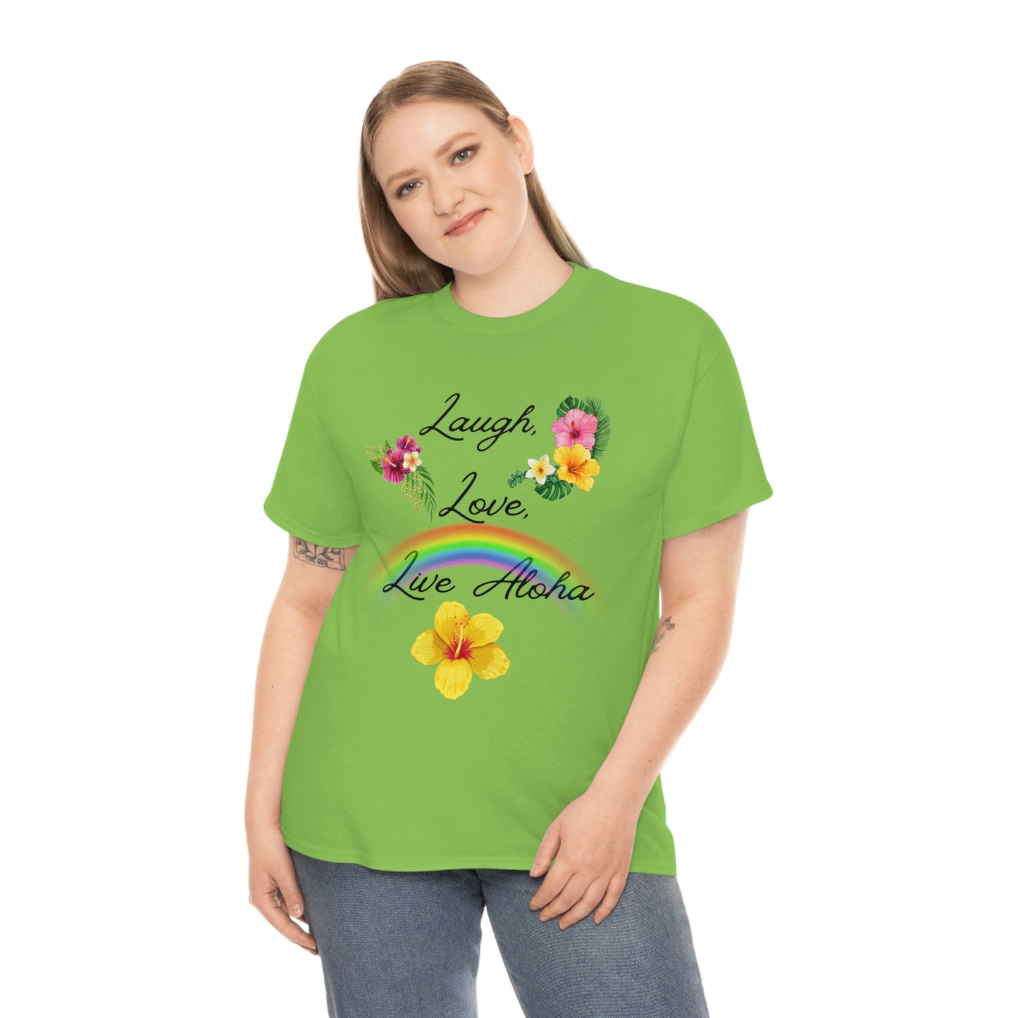 Laugh, Love, Live Aloha Rainbow Hibiscus