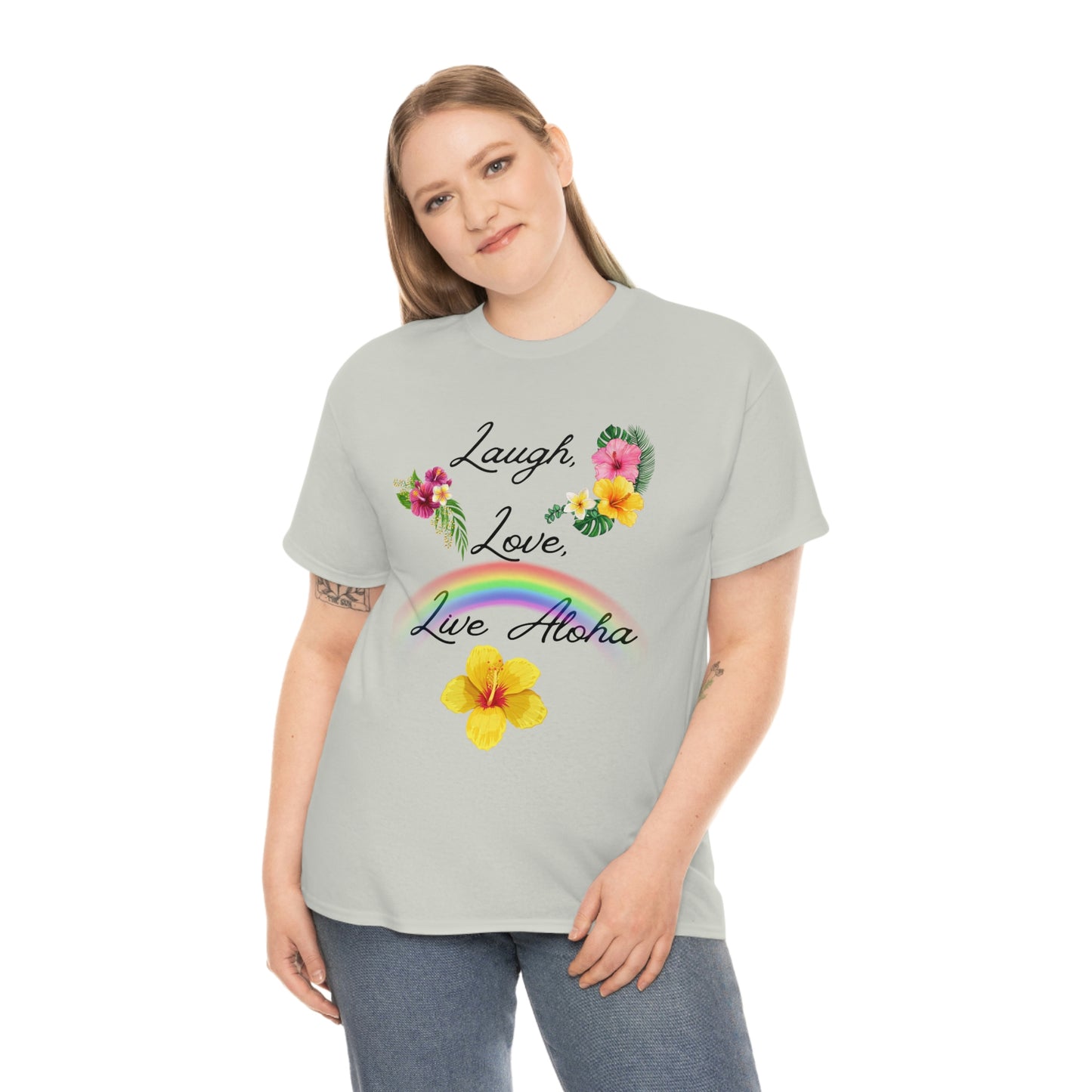 Laugh, Love, Live Aloha Rainbow Hibiscus