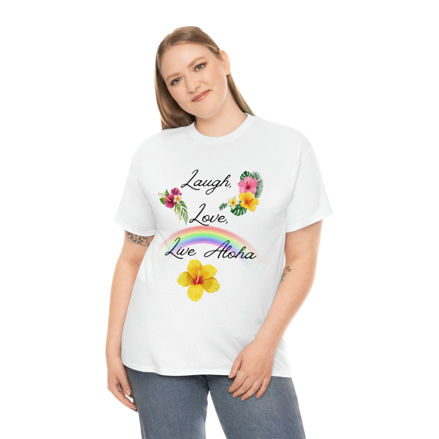 Laugh, Love, Live Aloha Rainbow Hibiscus