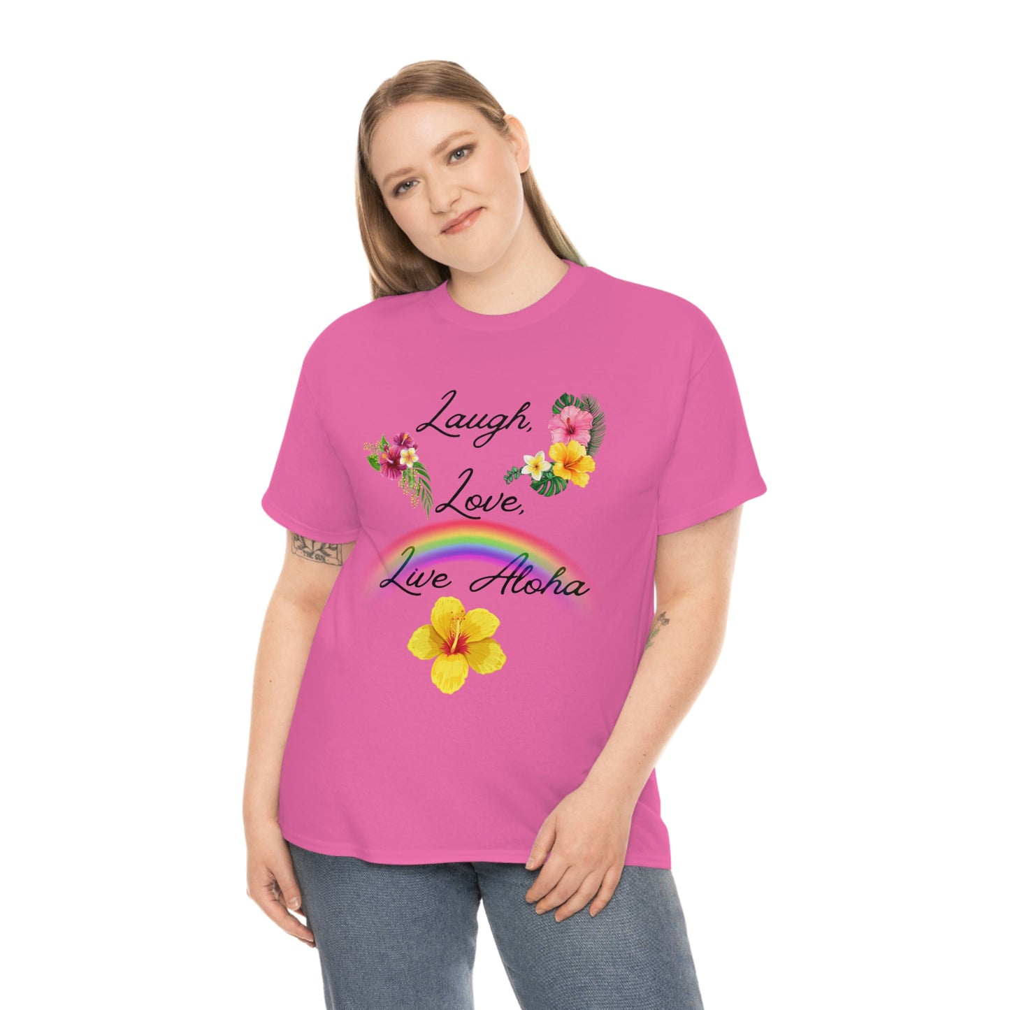 Laugh, Love, Live Aloha Rainbow Hibiscus