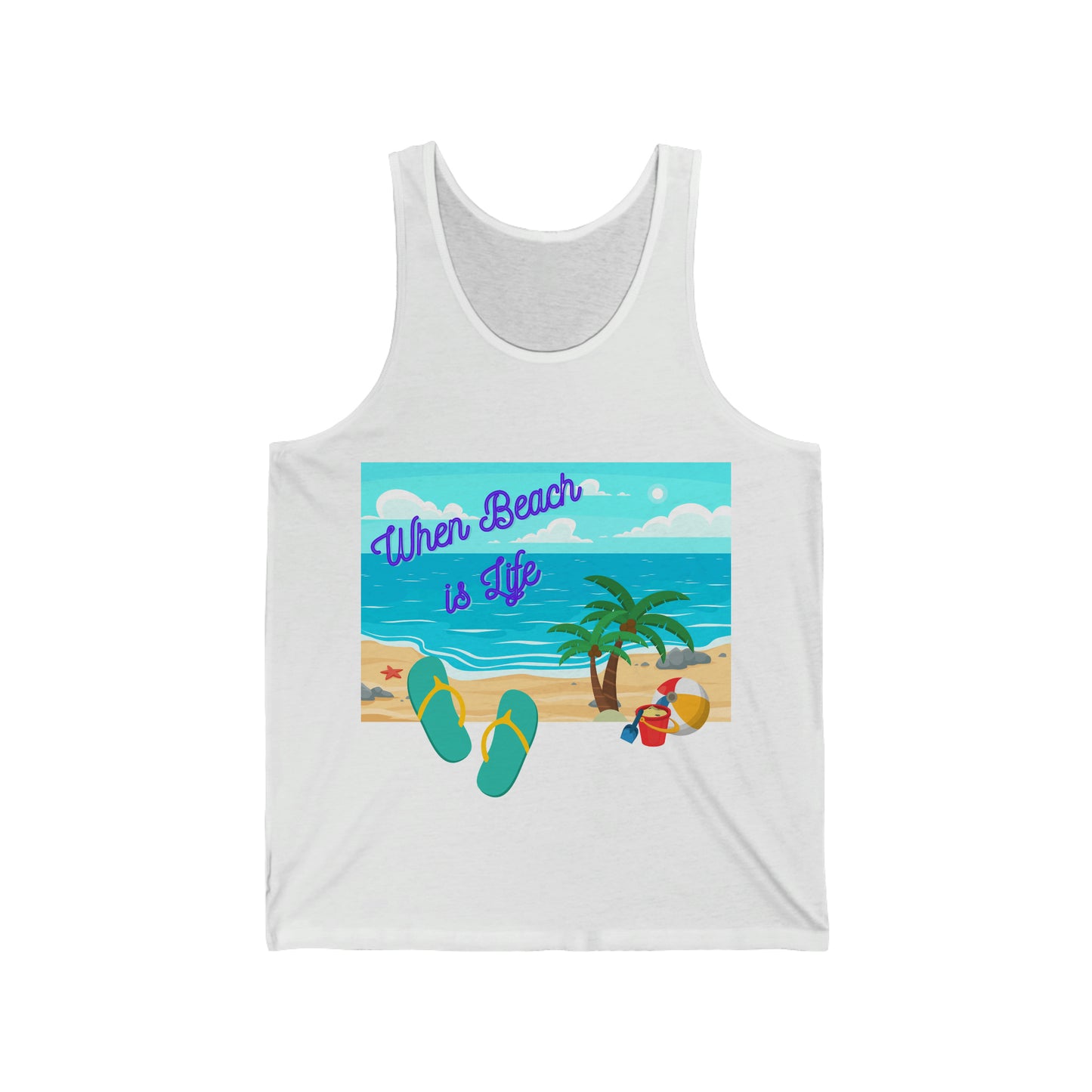 When Beach Is Life, Lifes a Beach In Hawaii Unisex Jersey Tank